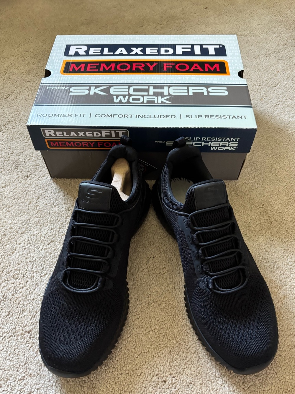 Skechers Relaxed Fit Memory Foam Slip-On Athletic Sneakers - Black